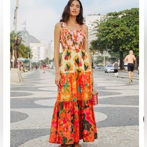XXS BNWT Farm Rio Mixed Warm Prints maxi dress